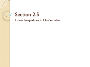 Section 2.5 Linear Inequalities in One Variable
