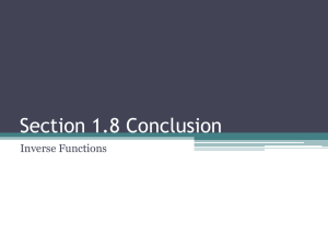 Section 1.8 Conclusion Inverse Functions