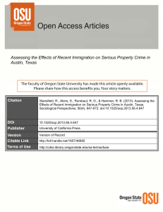 Assessing the Effects of Recent Immigration on Serious Property Crime... Austin, Texas