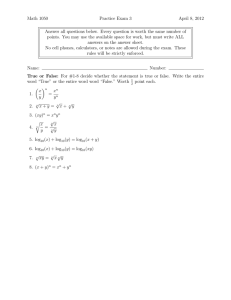 Math 1050 Practice Exam 3 April 8, 2012