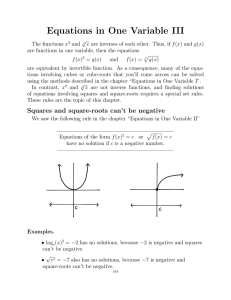 Equations in One Variable III