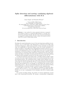 Spike detection and sorting: combining algebraic differentiations with ICA Zoran Tiganj