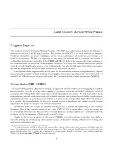 Boston University Chemical Writing Program Program Logistics