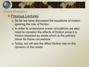 Ocean Dynamics Previous Lectures