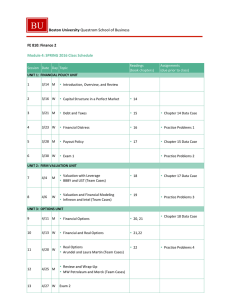 Boston	University  FE	810:	Finance	2 Module	4:	SPRING	2016	Class	Schedule
