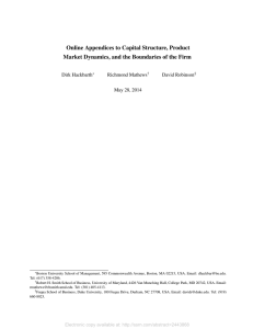 Online Appendices to Capital Structure, Product Dirk Hackbarth Richmond Mathews