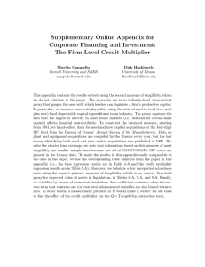 Supplementary Online Appendix for Corporate Financing and Investment: The Firm-Level Credit Multiplier