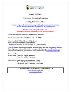 COME JOIN US! 27th Annual Accounting Symposium Friday, December 4, 2015