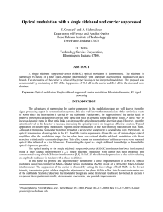 Optical modulation with a single sideband and carrier suppressed