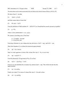 1 RK2 calculation of a 1-D pipe or duct. MJM