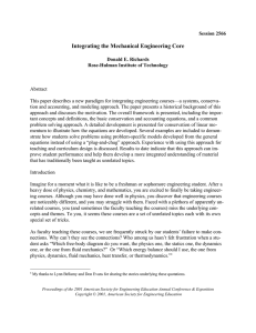 Integrating the Mechanical Engineering Core
