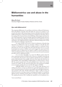 11 Bibliometrics: use and abuse in the humanities Quo vadis