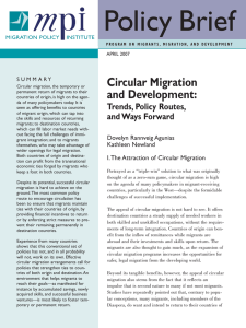 Policy Brief Circular Migration and Development: