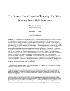 The Demand for and Impact of Learning HIV Status: Rebecca Thornton