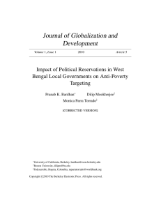 Journal of Globalization and Development Impact of Political Reservations in West