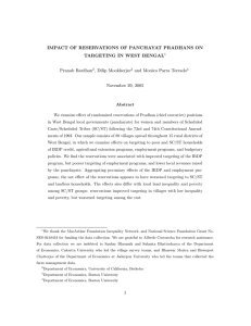 IMPACT OF RESERVATIONS OF PANCHAYAT PRADHANS ON TARGETING IN WEST BENGAL