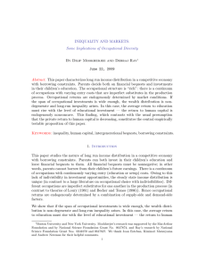 INEQUALITY AND MARKETS: Some Implications of Occupational Diversity June 22, 2009