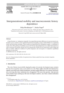 Intergenerational mobility and macroeconomic history dependence ARTICLE IN PRESS Dilip Mookherjee