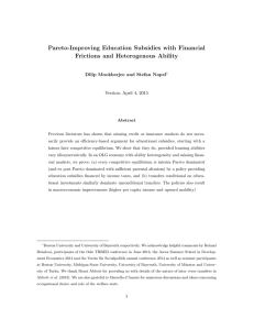 Pareto-Improving Education Subsidies with Financial Frictions and Heterogenous Ability