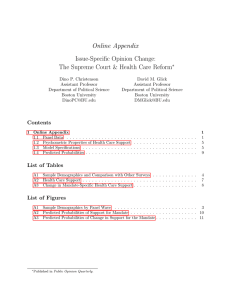 Online Appendix Issue-Specific Opinion Change: The Supreme Court &amp; Health Care Reform