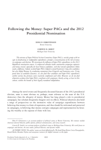 Following the Money: Super PACs and the 2012 Presidential Nomination