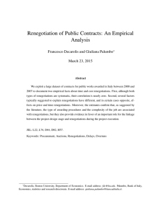 Renegotiation of Public Contracts: An Empirical Analysis Francesco Decarolis and Giuliana Palumbo