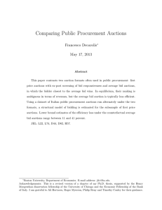 Comparing Public Procurement Auctions Francesco Decarolis May 17, 2013