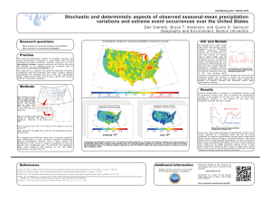 Stochastic and deterministic aspects of observed seasonal-mean precipitation