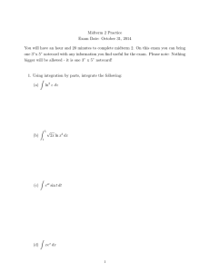 Midterm 2 Practice Exam Date: October 31, 2014