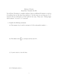 Midterm 3 Practice Exam Date: November 26, 2014