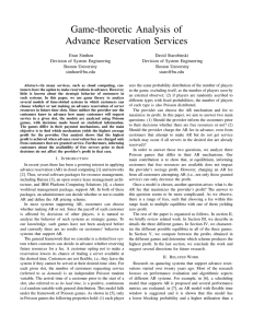 Game-theoretic Analysis of Advance Reservation Services