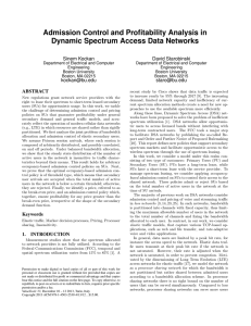 Admission Control and Profitability Analysis in Dynamic Spectrum Access Data Networks