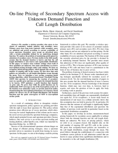 On-line Pricing of Secondary Spectrum Access with Unknown Demand Function and