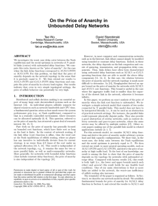 On the Price of Anarchy in Unbounded Delay Networks Tao Wu David Starobinski