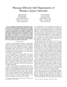 Message-Efficient Self-Organization of Wireless Sensor Networks Rajesh Krishnan David Starobinski