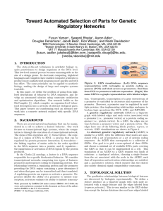 Toward Automated Selection of Parts for Genetic Regulatory Networks Fusun Yaman