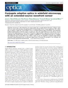 Conjugate adaptive optics in widefield microscopy with an extended-source wavefront sensor J L