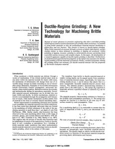 Ductile-Regime  Grinding: A  New Materials T.  G. Bifano