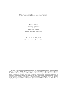 CEO Overconfidence and Innovation