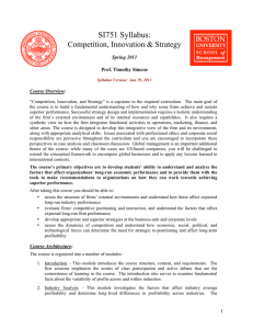 SI751 Syllabus:  Competition, Innovation &amp; Strategy
