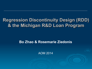 Regression Discontinuity Design (RDD) &amp; the Michigan R&amp;D Loan Program