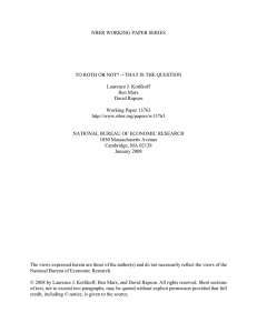 NBER WORKING PAPER SERIES Laurence J. Kotlikoff Ben Marx