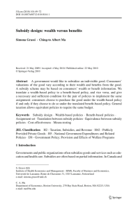 Subsidy design: wealth versus benefits Simona Grassi · Ching-to Albert Ma