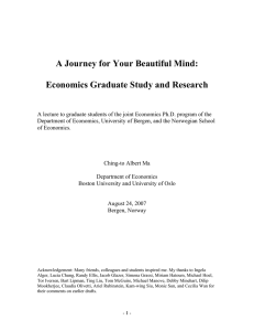 A Journey for Your Beautiful Mind: Economics Graduate Study and Research