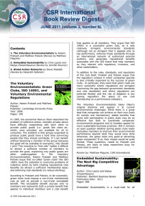 CSR International Book Review Digest JUNE 2011 (volume 3, number 6)