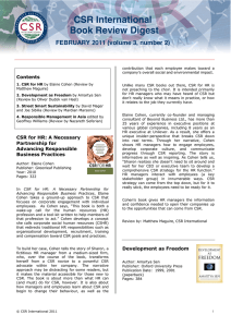 CSR International Book Review Digest FEBRUARY 2011 (volume 3, number 2)