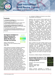 CSR International Book Review Digest NOVEMBER 2010 (volume 2, number 11) Contents