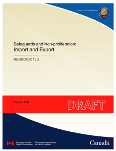 Import and Export Safeguards and Non-proliferation: REGDOC-2.13.2