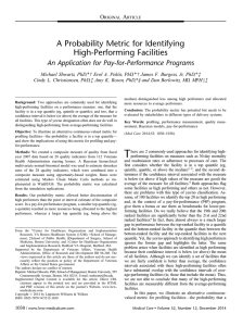 A Probability Metric for Identifying High-Performing Facilities An Application for Pay-for-Performance Programs