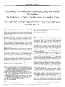Accounting for Variation in Technical Quality and Patient Satisfaction O